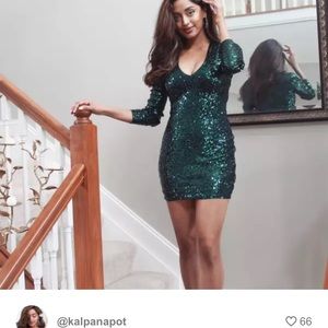 Express “Deep Teal” sequin dress.